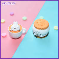 QUANSEN บ้านตุ๊กตา10ชิ้นของหวานขนาดเล็กตุ๊กตาโมเดลบ้านการ์ตูนเค้กคุกกี้อุปกรณ์ครัวบ้านตุ๊กตาอาหาร