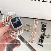 เคสสายไข่มุกติดเพชรสำหรับ Iwatch,สำหรับ IWatch 40มม. 44มม. 38มม. 42มม. สายนาฬิกาข้อมือผู้หญิงสายเหล็กสแตนเลสสตีล