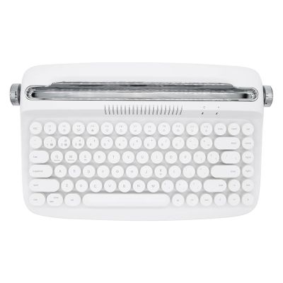 1 Piece Wireless Typewriter Keyboard Retro Bluetooth Keyboard for Desktop PC/Laptop White