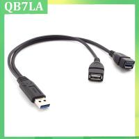 USB 3.0 Female to Dual USB Male Extra Power Data Y Extension Cable Line Wire Connector Power Supply for Mobile QB7LA