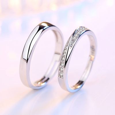 【Ready Stock】2pcs Couple Rings Gift S925 Silver Man Men And Woman Women Lover Ring Cincin