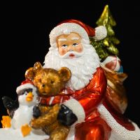 Christmas Santa Claus Dolls Decoration Figurines Hand-Painted Resin Navidad Decorative Season New Year Gifts For Kids