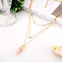 NEW Vintage Opal Stone Chokers Necklaces Fashion Multi Layer Crystal Heart Pendant Necklace Statement Bohemian Jewelry for Women