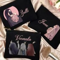 Personalised Hijabi Girl Makeup Bag Travel Organizer Pouch Muslim Girls Gifts Custom Name Zipper Pouches Cosmetic Bags Eid Gifts Toiletries  Cosmetics