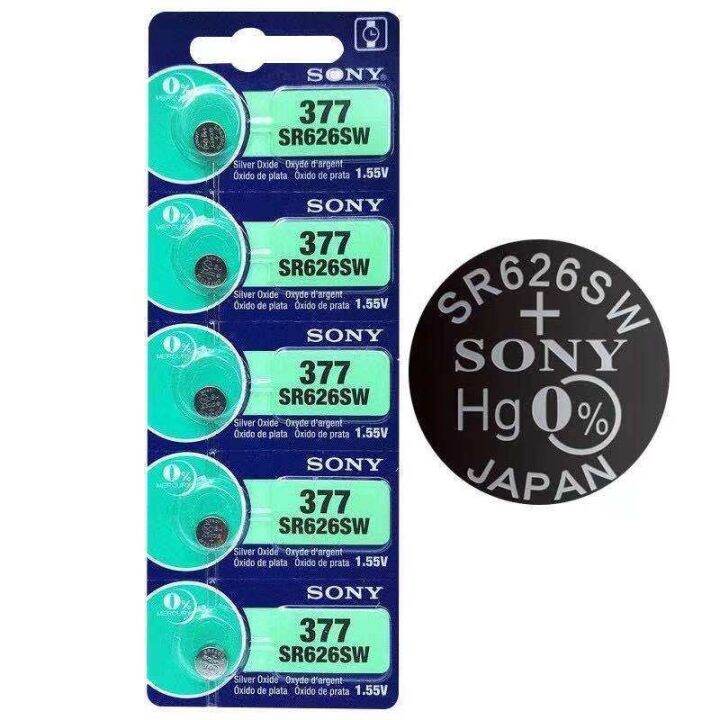 คุ้มสุด ของแท้ SR626SW ถ่านกระดุม Sony รุ่น 377 SR626SW SR626 AG4 1.55V (1 แผง 5 ก้อน) Lazada