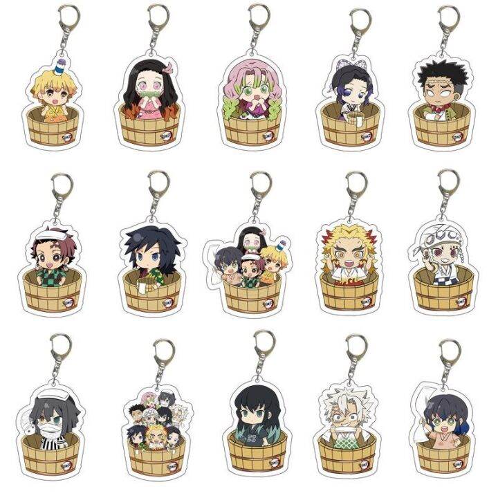 BA Demon Slayer Acrylic Keychain Anime Metal Hook Tanjiro, Nezuko ...