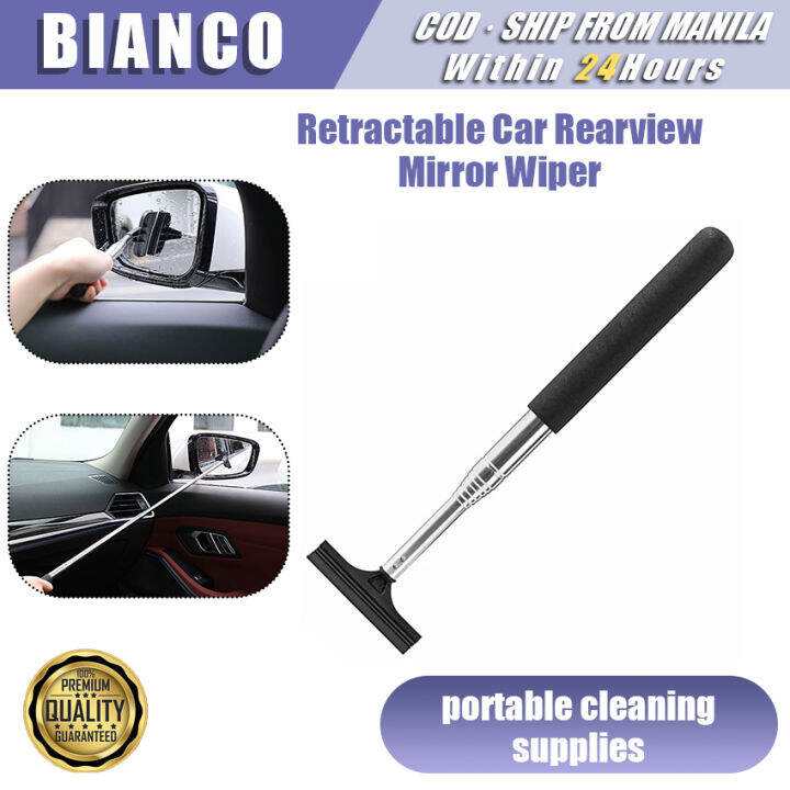 Car Rearview Mirror Wiper Telescopic Auto Mirror Squeegee Cleaner 98cm