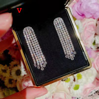 OEVAS 100 925 Sterling Silver Full High Carbon Diamond Tassel Drop Earrings For Women Sparkling Wedding Party Fine Jewelry Gift