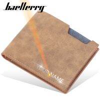 （Layor wallet）  Baellerry Men Wallets Short Name Engraving Card Holder Classic Male Wallet Simple Photo Holder Name Engraved Brand Men Cartera