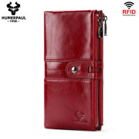 ZZOOI RFID Anti Magnetic Card Bag Handbag Hot Selling Top Layer Cowhide Zero Wallet Long Genuine Leather Womens Wallet