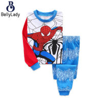 2pcs Boys Long Sleeves Shirt Trousers Set Anime Printing Round Neck Cotton Home Wear Suit【fast】