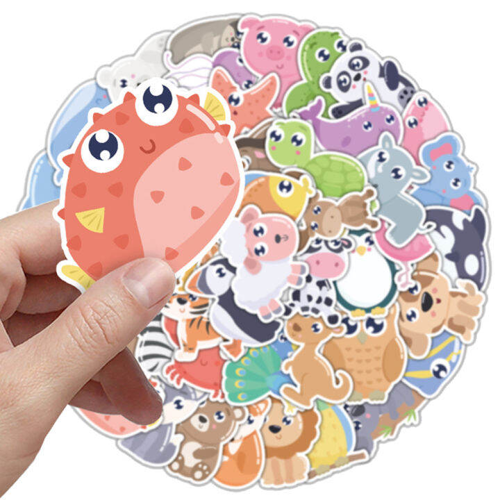 muya-50pcs-cute-animal-stickers-waterproof-cartoon-vinyl-stickers-for-laptop