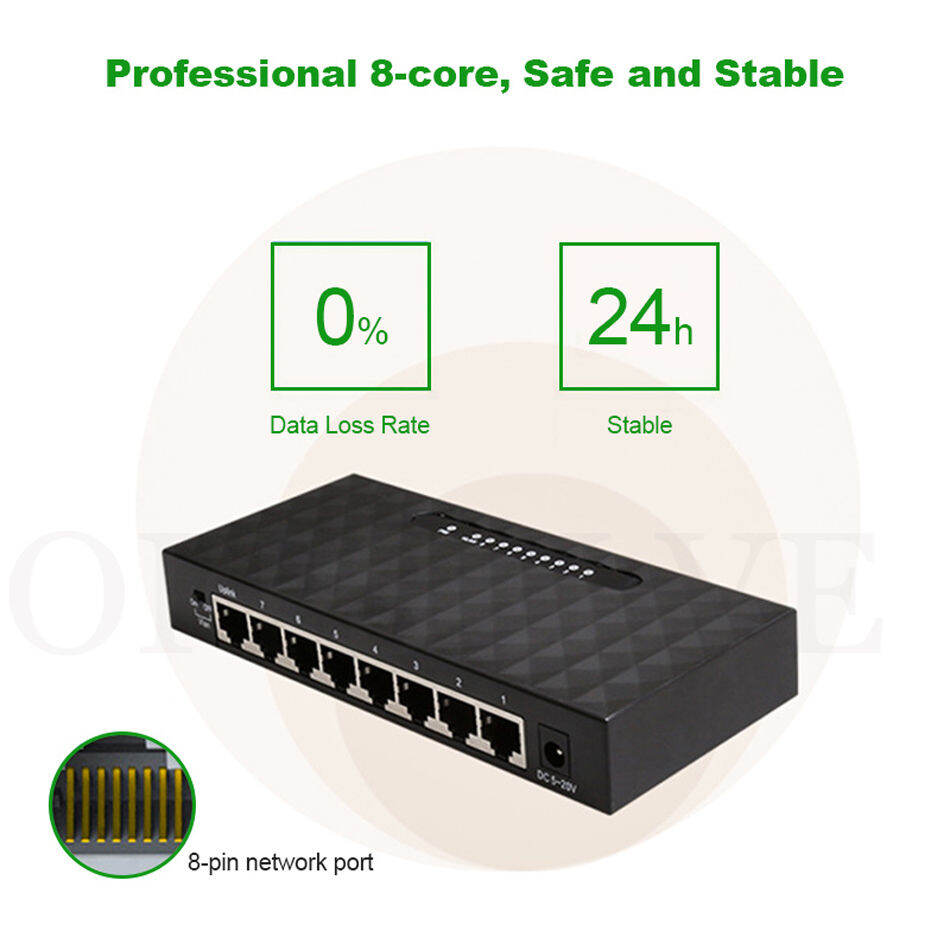 8Port Gigabit Network Switcher Lan Hub High Performance Smart