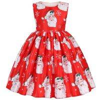 【hot】✼☫  23 new girl dress Claus snow child cartoon print princess costume ins