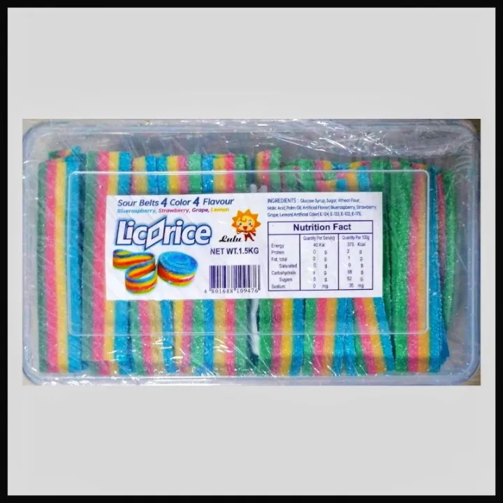 BAON PACK!! Karate Sour Belts Rainbow and Strawberry 500g 1 kilo 1.5