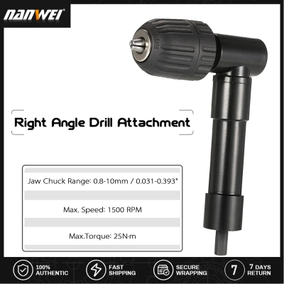 ที่มีคุณภาพสูง 0.8-10 มิลลิเมตรมุมขวาโค้งขยาย 90 องศามืออาชีพสว่านไร้สายสิ่งที่แนบมาอะแดปเตอร์