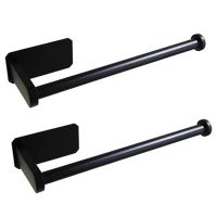 2X Kitchen Roll Paper Self Adhesive Wall Mount Toilet Paper Holder Bathroom Tissue Towel Rack Holders Black Long