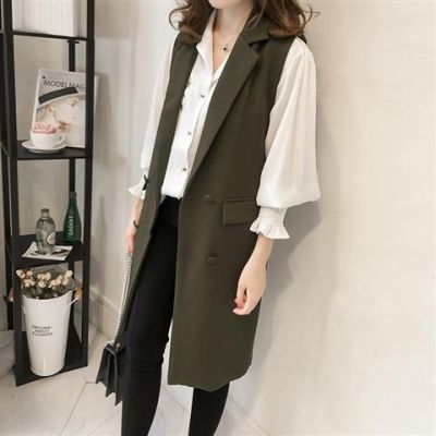 New Style Plus Size WomensMid-Length VestSleeveless Suit Jacket