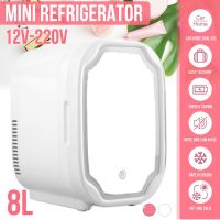 220/12V Refrigerator For Cosmetics With Mirror Mini Skincare Beauty Fridge Makeup Cooler Warmer Freezer For Home/Car 8L