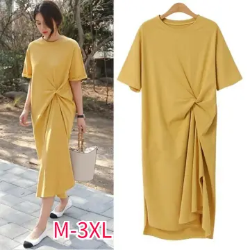 Women's Round neck Short Sleeve Plus Size Long Skirt With Loose
