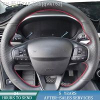 【CW】▨  Car Steering Cover Leather Braid Accessories 4 2019 2020 Fiesta 17-19 Tourneo 2018