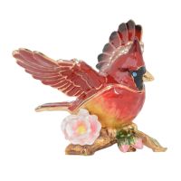 Cardinal Bird Trinket Jewelry Box Bird Figurine Collectible Metal Crafts Tabletop Ring Holder Necklace Container Novelty Gifts