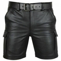 Thoshine nd Summer Men Leather Shorts Elastic Outerwear Short Pants Male Fashion PU Faux Leather Shorts