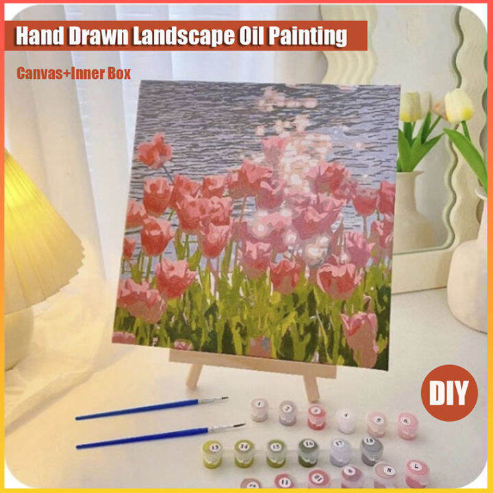 Digital Oil Paint By Numbers 20X20cm Canvas Frame Number Painting Home ...