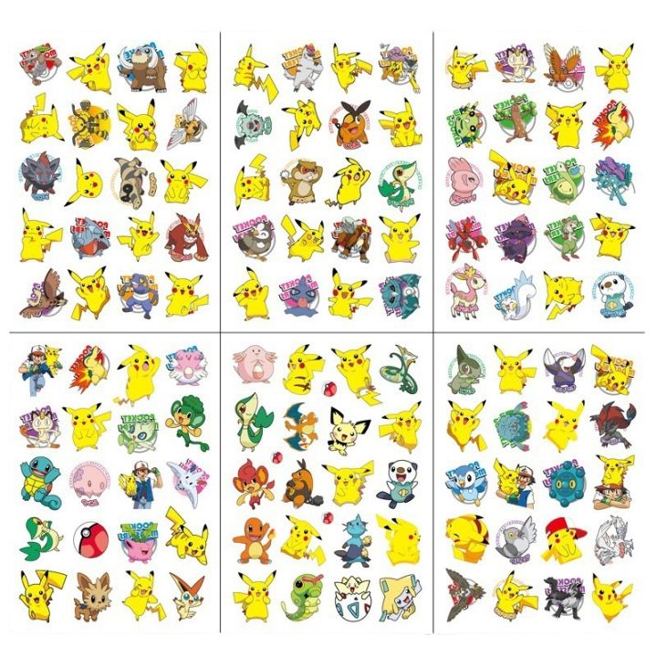 pokemon-anime-character-pikachu-bulbasaurboy-party-supplies-luminous-temporary-tattoo-stickers-decorate-cartoon-kids-stickers