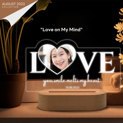 Happylife Love on my min  โคมไฟอะคริลิคสั่งทำ สกรีนUV ของขวัญวันเกิด ของขวัญให้แฟน แต่งงาน วันครบรอบ ตามเทศกาล