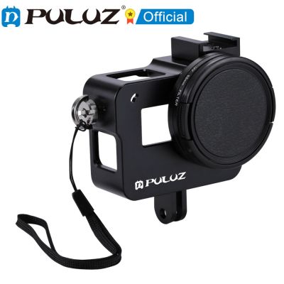 PULUZ เคสมือถือสำหรับ Gopro HERO 7สีดำ6 5โครงใส่กล้องแข็ง52มม. ตัวกรองเคสกล้องแลลมีสายคล้องคอสำหรับ Gopro Hero 2018อุปกรณ์เสริมกล้อง