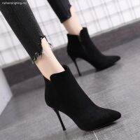 CODniuba270 ♂✶✙Pointed toe short boots women s 2020 autumn and winter new black net red Martin high-heeled all-match thin-heeled nude thin