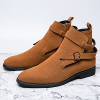 Suede Leather Mens Ankle Boots Casual Pointed Leather Boots