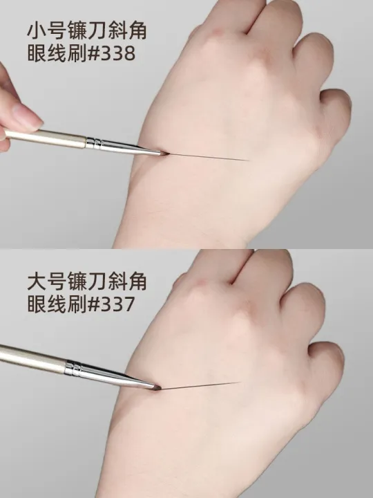 high-end-original-guo-xiaoniu-338-rose-gold-sickle-angled-eyeliner-brush-blade-down-to-lying-silkworm-brush-eyelid-detail-eyebrow-makeup-brush