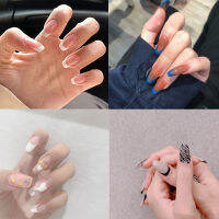 24Pcs DIY เล็บปลอมกาวชุดภาษาฝรั่งเศสคำศิลปะแต่งเล็บมือ Matte เล็บปลอม