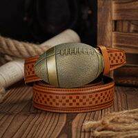 Rugby PU Leather Belt - Men Waist Strap Bull Decoration Floral Engraved for Jeans Belts