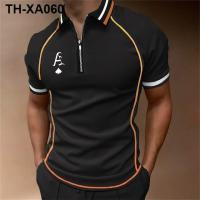 Spring summer new men polo matching zipper t-shirts with short sleeves jacket