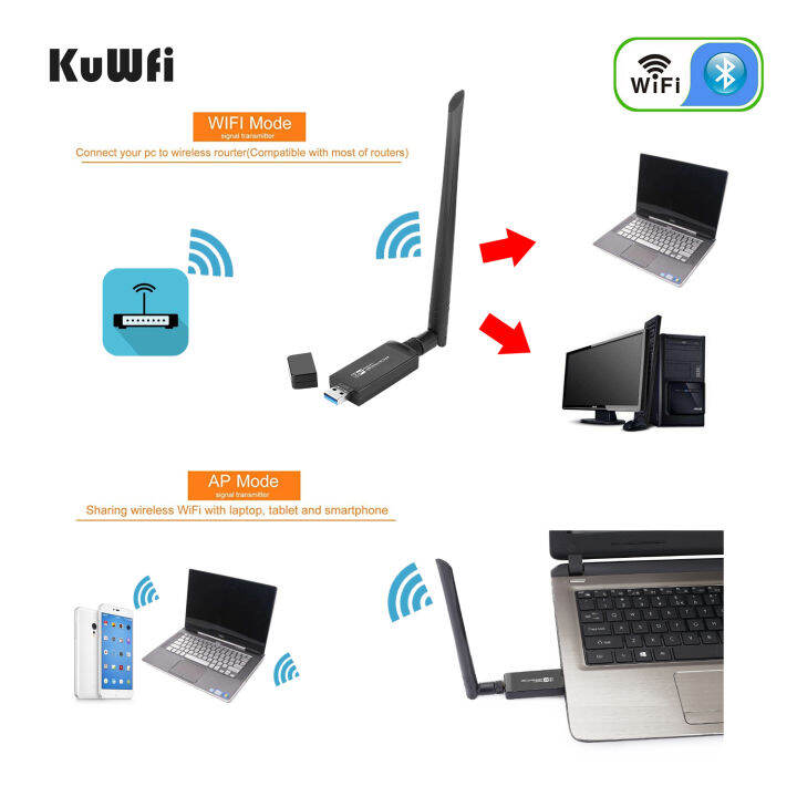 KuWFi Wireless WiFi Bluetooth Adapter AC1200 USB 3.0 WiFi Dongle Dual