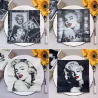 20 ชิ้น/ถุง Vintage กระดาษเช็ดปากกระดาษทิชชูสีดำสีขาว Marilyn Monroe Decoupage งานแต่งงานวันเกิด Party Serviettes บ้านอาหารค่ำ Decor-DFDAG STORE