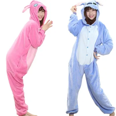 Animal Stitch Kigurumi Unicorn Onesie Teenagers Women Pajamas Funny Flannel Warm Soft Overall Onepiece Night Home Jumpsuit