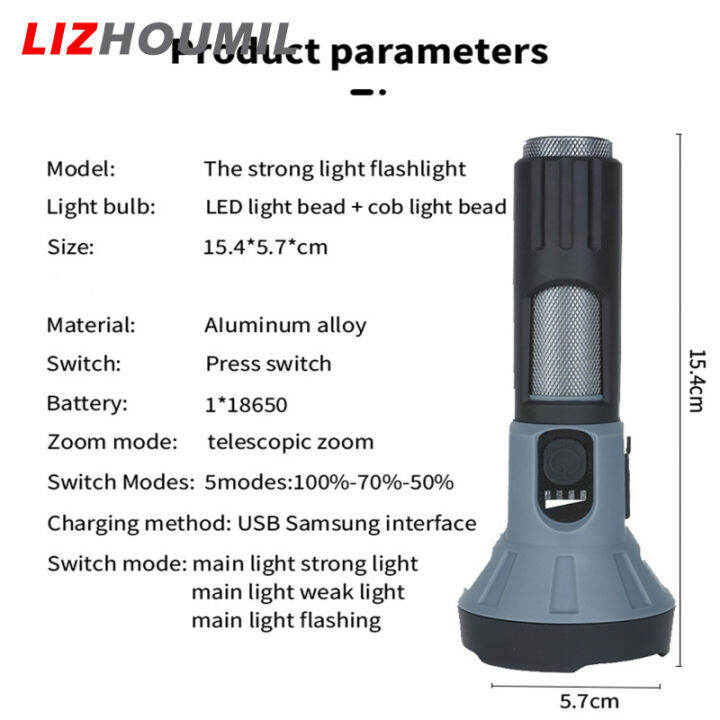 lizhoumil-ไฟฉายแรงสูงชาร์จ-usb-ได้-ไฟฉายฉุกเฉินซูมอัจฉริยะสำหรับกลางแจ้งกันน้ำ