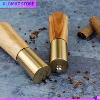 KLOMKZ 1/2pcs สแตนเลส/ไม้ เครื่องบดพริกไทย ทองสีทอง 7.12.4นิ้ว/7.282.4นิ้ว หม้อเครื่องปรุงอาหาร คู่มือการใช้งาน ขวดเครื่องเทศในครัวเรือน อุปกรณ์สำหรับห้องครัว