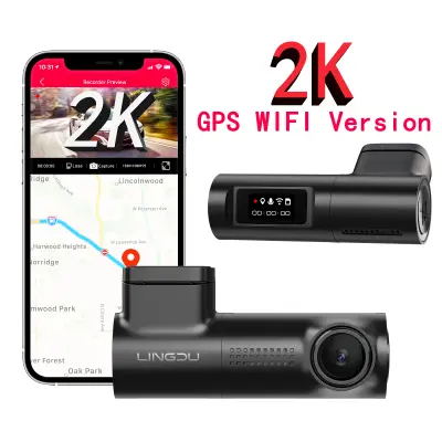 LINGDU D100/D500 2K/4K WIFI GPS กล้องติดรถยนต์พร้อมหน้าจอ 0.96 นิ้ว รองรับ Wifi Super Night Vision การควบคุมด้วยเสียง การบันทึกแบบวนซ้ำ 24 Parking Monitor car dash พร้อมหน้าจอขนาดเล็ก