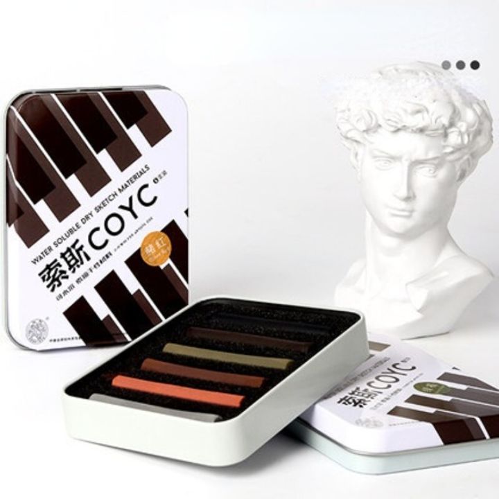 6-color-artist-charcoal-strips-exquisite-tin-box-packaging-sketch-water-soluble-non-cutting-professional-painting-materials