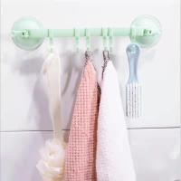 1Pc Adjustable Suction Cups with 6 Hooks Free of Nails Traceless Kitchen Wall Bathroom Towel Hanger Rack Hanging Shelves Holders