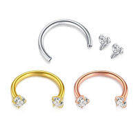 G23 Titanium Alloy U-Shaped Zircon Nose Ring Nose Screw Double Head Screw Buckle Personal Earrings