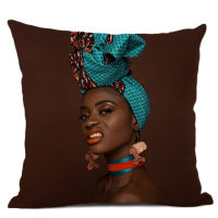 African Woman Portrait Printed Cottton Seat Cushion Cover For Sofa Afro Abstract Throw Pillow Case Decorative Pillowcase