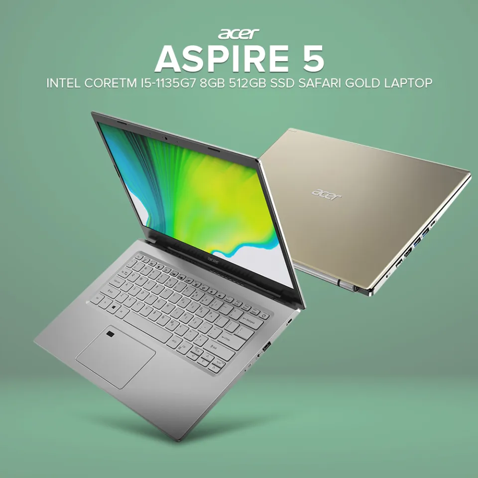 Acer Aspire 5, 14.0 Full HD IPS Display, 11th Gen Intel Core i5-1135G7,  8GB DDR4, 256GB M.2 NVMe PCIe SSD, Wi-Fi 6 AX201 802.11ax, Safari Gold
