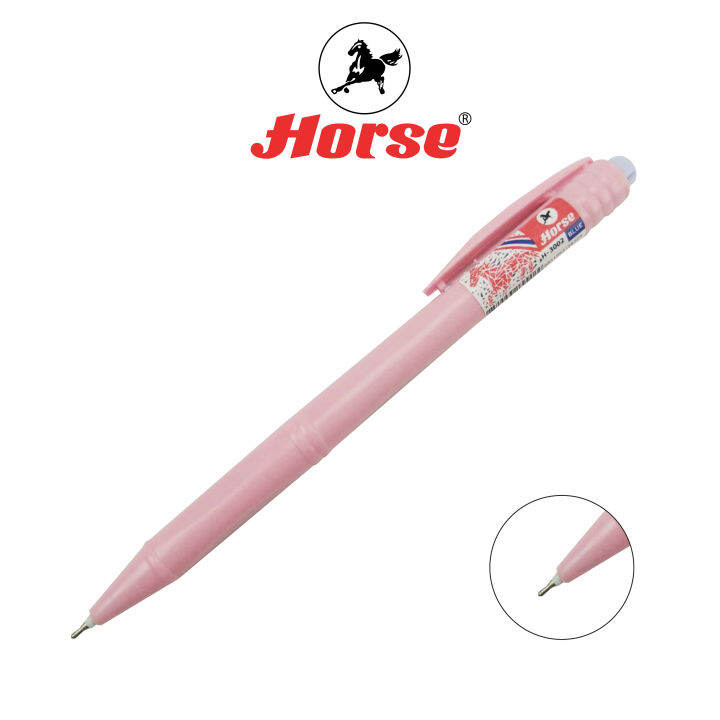 horse-ตราม้า-ปากกาลูกลื่น-แบบกด-0-7-มม-ตราม้า-h-3002-สีพลาสเทล-บรรจุ-50-ด้าม-จำนวน-1กระป๋อง