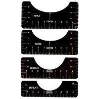 4Pcs T-Shirt Alignment Ruler, Craft Ruler with Guide Tool for Making Fashion Center Design, Adult Youth Toddler Infant